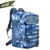 Nowa Duża Pojemność Man Army Tactical Camo Plecaki Wojskowe torby napaści Outdoor 3P EDC Molle Pack do trekking Camping Polowanie Y0803