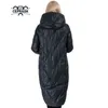 CEPRASKファッション冬ダウンジャケット女性長い暖かいパーカーパッド入りキルティングコート女性オーバーコートルーズフード付きの上着211216