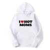 J'aime les mamans chaudes Sweat à capuche Coeur rouge Hot Mother Sweatshirt Pullover Hoodie G1229