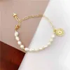 Popular Baroque Pearl Jewelry Stainls Steel Paper Clip Chain Pearl Pendant gold plated Head Coin Necklace