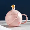 400 ml przestrzeni kubek ceramiczny z łyżką pokrywą śliczne astronauta kubki księżyc lądowania kubek wody mleka kawy drinkware 220311