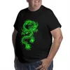 Zielony Smok Mężczyźni Plus Size T Koszulki Czarna bawełniana Koszulka Oversize Topy Tee dla Duży Torący Mężczyzna Trening Street Garnitury Z Krótkim Rękawem 210707