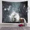 Tapestries Custom Vintage Moon Beach Wolf Tapestry Hippie Boho Wall Art Decor Hanging Fabric Living Ceiling Room CGT003