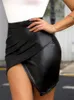 2021 verão mulheres sexy preto sólido saias assimétricas senhoras festa de cintura alta cintura esgueirdadee wrap slinky saia 210309