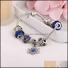 Charm Armband Smycken Pan Familj Blå Stjärna Sky Armband Kvinna DIY Fairy Tale Jul Diamond Snowflake Glass Beaded Drop Leverans 2021