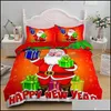 Conjuntos de cama Suprimentos Home Têxteis Jardim Decoração de Natal Santa Snowman Bed Er Set Edredor Com Frolas Bedclothes Comforter Decor