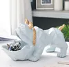Estatua de Bulldog de la suerte nórdica, escultura de Animal geométrico de perro, decoraciones para el hogar, puerta de café, artículos de almacenamiento de llaves, adornos R253 210315