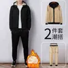 OEIN Warm Sport Suit Men 2 Pieces Set Winter Sportsuit 2021 New Thermal Hoodies Sets Fleece Tracksuit Windproof Gym Sportswear Y1221