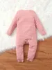 Baby gestreepte knop Detail Jumpsuit met hoofdband zij