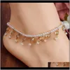 Anklets SmyckenWomen Flickor Snygg Bead Chain Crystal Tassel Kvinnor Ankel Anklet Armband Fot Sandal Barefoot Beach Vit Pearl Beads Elasti