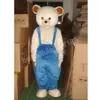 Halloween azul calças urso mascote traje de alta qualidade cartoon pelúcia animal anime tema caráter adulto tamanho Natal carnaval festival fantasia vestido