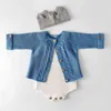 Knitted Baby Bodysuit Set Kids Sweater Cotton born Baby Girls Cardigan Bodysuit Toddler Clothes Jumpsuit For Kids Overalls 211106