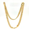 Handmade Dubai Men's Cuban Link Chain Necklace In 18 k Stamped Gold Filled Pave Curb