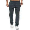 Mäns byxor Sport Män Kläder Solid Elastisk Midja Drawstring Casual Joggers Fitness Running Male1