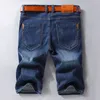 Men Denim Shorts Summer Style Thin Section Elastic Force Slim Fit Short Jeans Male Brand Clothing Black Blue 210716