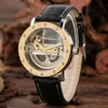 Polshorloges Keller Weber herenhorloge Full Hollow Single Bridge Mechanical Gold is het geschenk voor mannen