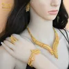 Aniid nya dubai choker smycken sätter brud lyx 24K guld färg etiopiska smycken halsband armband örhängen ring set indisk h1022