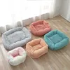 Cama de gato de felpa casa cálida suave cuadrado gatos nido invierno mascota cojín esteras para perros pequeños gatos mascota cesta cachorro perrera mascotas suministros 210924