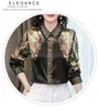 nieuwe luxe barok bedrukt zijde satijn shirt met lange mouwen lente herfst winter retro dames runway tops kantoor dames designer butto256U