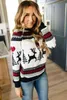Women Lady Long Sleeve Round Neck Christmas Santa Xmas Print Sweater Jumper Winter Pullover Fit Casual Slim Tops Reindeer Y1118