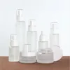 Frostat glasflaska Refillable Cream Jar Lotion Spray Cosmetics Prov Förvaringsbehållare 20 ml 30 ml 60 ml 80 ml 100 ml 120 ml