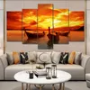 5 panelen / set Sunset boot landschap foto's canvas schilderij posters en prints Wall art voor woonkamer decoratie