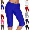 Mode Frauen Solide Radfahren Weiche Mittlere Taille Leggings Knielangen Fitness Lässige Workout Hosen Atmungsaktive Stilvolle Sport Hosen Q0801