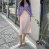 Yitimuceng Ruffles Blouse Women Office Lady Shirts Long Sleeve Apricot Blue Purple Spring Summer Korean Fashion Tops 210601
