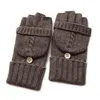Fashion Warm Men Fingerless Gloves Wool Gloves Winter Outdoor Driving Mitten Male Knitted Thick Flip Half