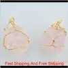 Pretty Nature Stone Pendants Amethyst Rose Quartz White Crystal Lemon Crystal Fluorite Charms Stone For Necklace Byome Gpwbo