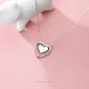 Modian Classic Äkta 925 Sterling Silver Sweet Hearts Pendant Halsband för Kvinnor Mode Link Kedja Korea Style Fine Smycken Q0531