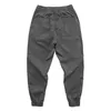 Fall Cotton Pants Men's Korean-Style Breathable Washed Cropped Casual Pants Elastic Waist Ankle Banded Cargo Pants Male Trousers X0723