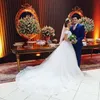 Ny stil riktiga bilder vit bollklänning brudklänning mariage vintage muslim plus storlek spets bröllopsklänning 2020 prinsessa med ärm