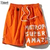 FOJAGANTO Sommer Casual Shorts Männer Marke Herrenmode Wild Strand Brief Drucken Trend Knielange Hosen Männlich 210716