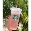 Starbucks Tumbler Kapak ve Saman Plastik Renkli Saman Sipi Kupası Soğuk Şişe ile Yeniden Kullanılabilir Plastik Tumbler Renk Konfeti Soğuk Kupa MLH9RU