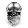 Fashion American Flag Masked Infidel Skull Biker Ring Stainless Steel Jewelry Gothic Skull Motor Biker Men Ring for Men Gift 2 Col8115305