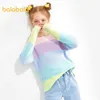 Balabala Girls Sweater Children Fotting Tirming Vêtements de printemps Enfants Vêtements Big Enfants Rainbow Striped Top 2011095878524