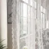 Curtain & Drapes FLWOO White Jacquard Lace Embroidered Window Screening Pastoral Yarn, Wavy Edge Warp Knitted Curtains For Living Room Bedro