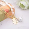 GuaiGuai Jewelry Baroque Irregular Pearl Lock Chains Necklace Geometric Aangel Pendant Love Necklace Handmade For Women Real Gems 3610938