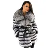 여성용 모피 가짜 패션 여성 진짜 Rex 재킷 중간 길이 겨울 정품 코트 실버 칼라 outwear