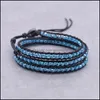 Perlé, Strands Chakra Bracelet Cut Angle Crystal Beads Leather Rope Wrap Couples Bracelets Creative Handmade Jewelry Gifts Drop Delivery 20