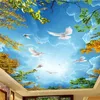 Carta da parati personalizzata 3d blu cielo blu nuvole bianche soffitto murale soggiorno camera da letto hotel natura paesaggio