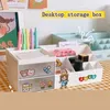 Desktop Storage Box WG Kawaii Portapenne a tre colori Cassetto Tipo Cute 210922