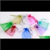 Wholesale 7x9Cm Jewelry Bags Mixed Organza Wedding Party Favor Xmas Gift Bags Purple Blue Pink Yellow Black With Drawstring En T0Ckx