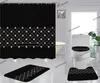 Home Bathroom Shower Curtains 4pcs Sets Fashion Printed Toilet Seat Cover Bath Non Slip Mat Carpet Doormat