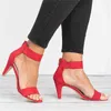 Elbise Ayakkabı Kadın Sandalet Yüksek Topuklu Ayak Bileği Kayışı Kadın Ince Topuk Fermuar Artı Boyutu Sandalias Mujer 220303