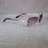 2023 Designer Glasögon Nya vintage Rimless Solglasögon Men Metal Clear Frame Square Shades For Women Summer Club Oculos Glasses
