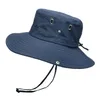 Летние мужские дышащие солнечные шляпы открытый ковш шляпа солнцезащитный крем сплошной цвет рыболова Cap Big Breim туристические кепки