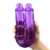 NXY Dildo Giocattoli anali Grande cristallo trasparente Doppia testa Simulazione Pene Pistola femminile Macchina Masturbatore Dildo morbido Prodotti per adulti divertenti 0225