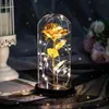Verzauberte Galaxie 24k Goldfolie plattierte Rose mit feenhaften String-Lichtern in Dome Kreative Geschenke für immer Rose für Valentinstag-Tagesgeschenk